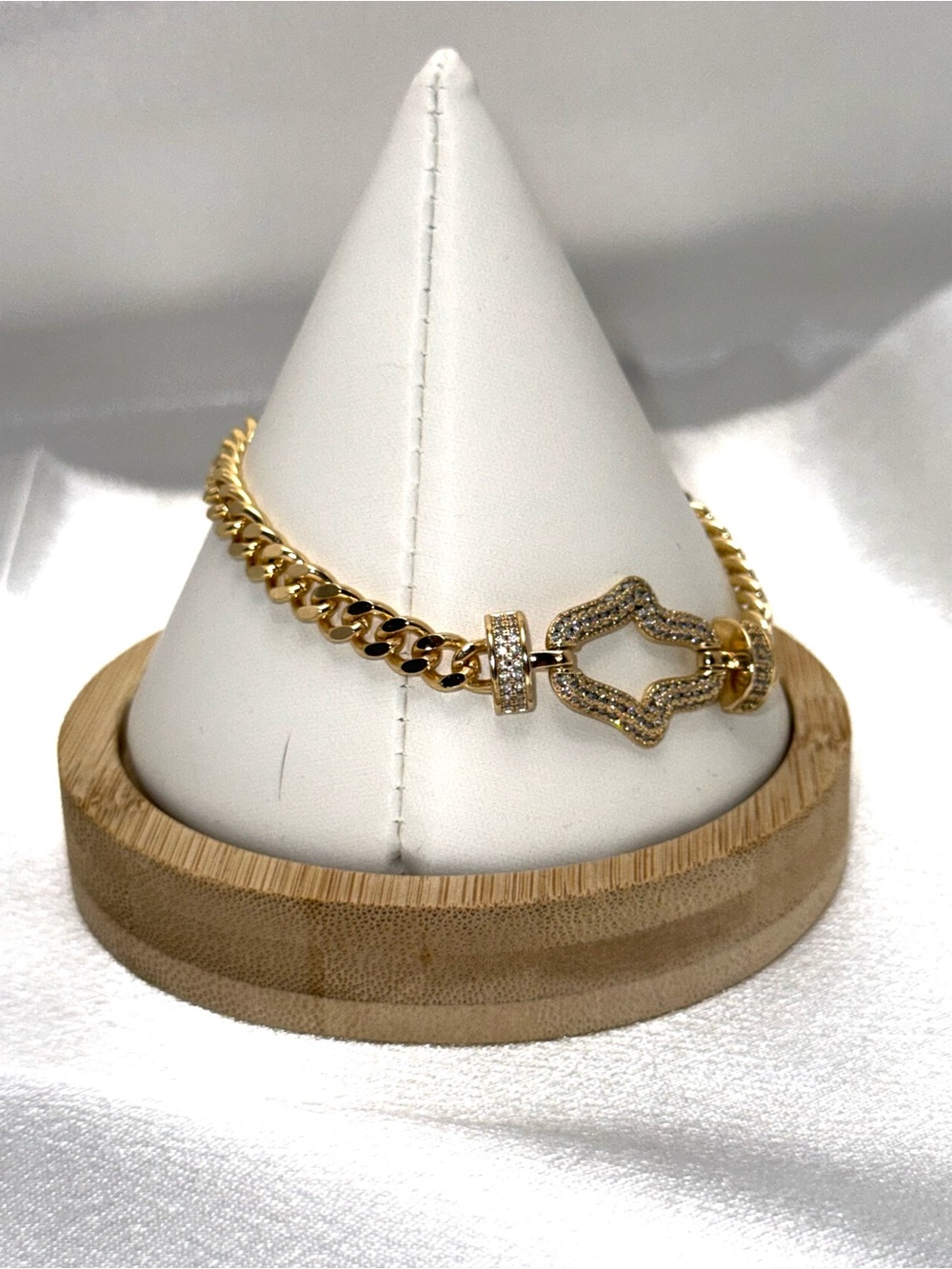 7” 18K Gold Dipped Cuban Link Hamsa Bracelet – AAA CZ